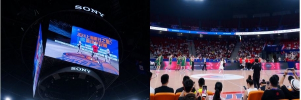 现场大屏Raynos酱与啦啦队员同步起舞