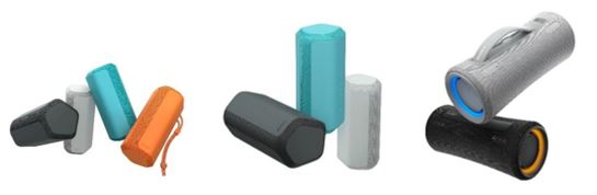 索尼广阔声场系列蓝牙音箱SRS-XE200（左）, SRS-XE300（中）和派对音箱SRS-XG300（右）