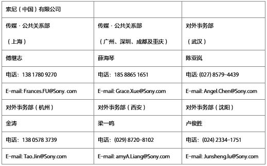 索尼（中国）有限公司公共关系联系表