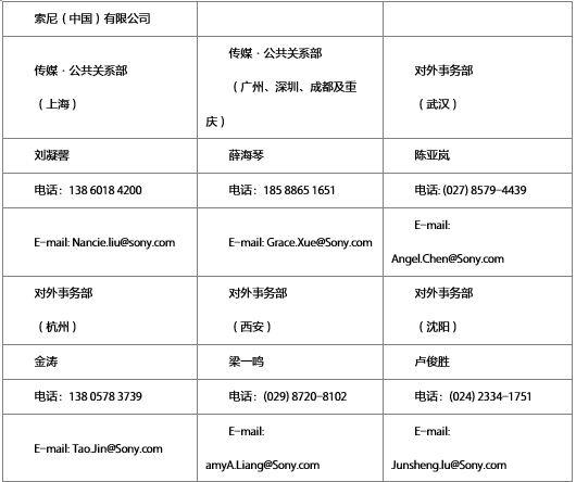 索尼（中国）有限公司公共关系联系表