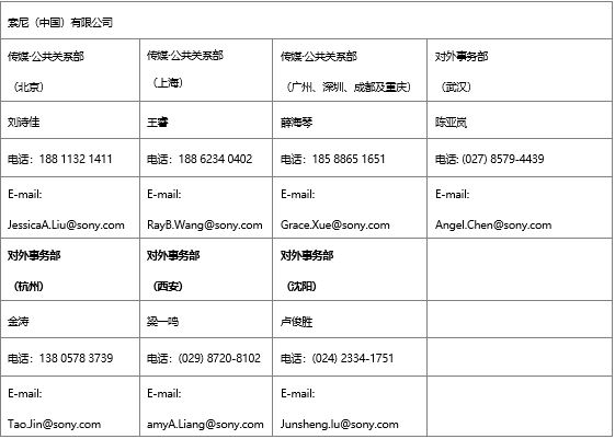 索尼（中国）有限公司公共关系联系表
