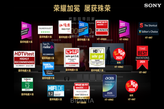 索尼电视受国内外奖项认可